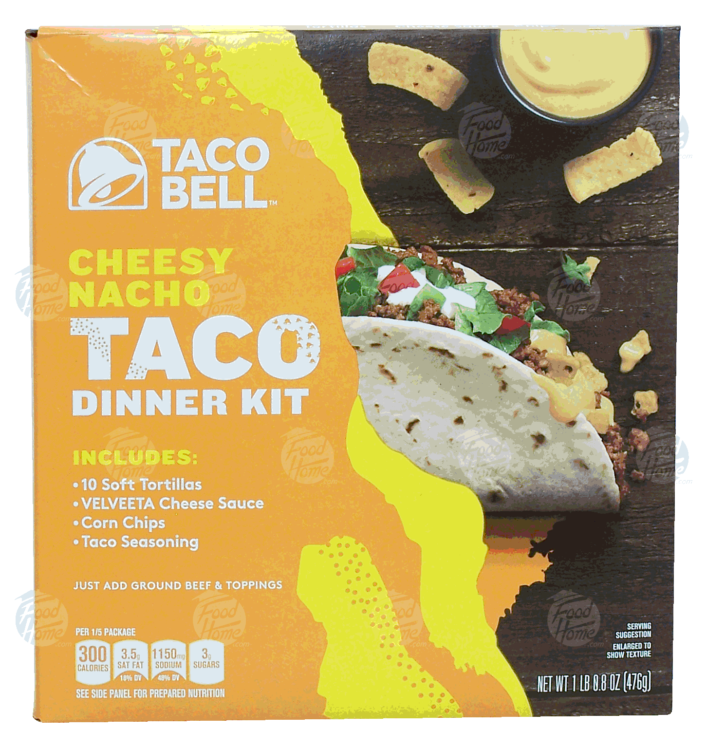 Taco Bell  cheesy nacho taco dinner kit; includes tortillas, cheese sauce, corn chips, taco seasoning Full-Size Picture